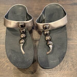 Fitflop Black and Silver Beaded Sandals